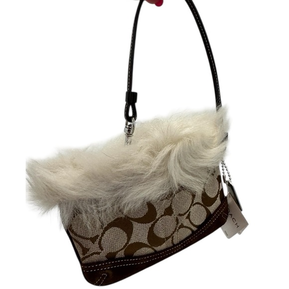 Coach Vintage Signature Suede & Shearling Wristlet Y2K Rare $148 NWT - Picture 7 of 11